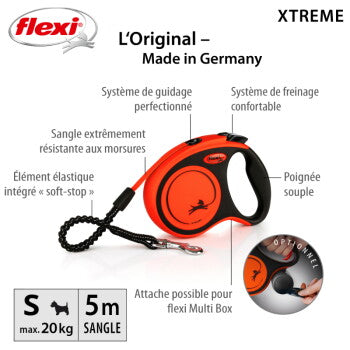Flexi XTREME Laisse à enrouleur orange/noir S, 5 m - image 2